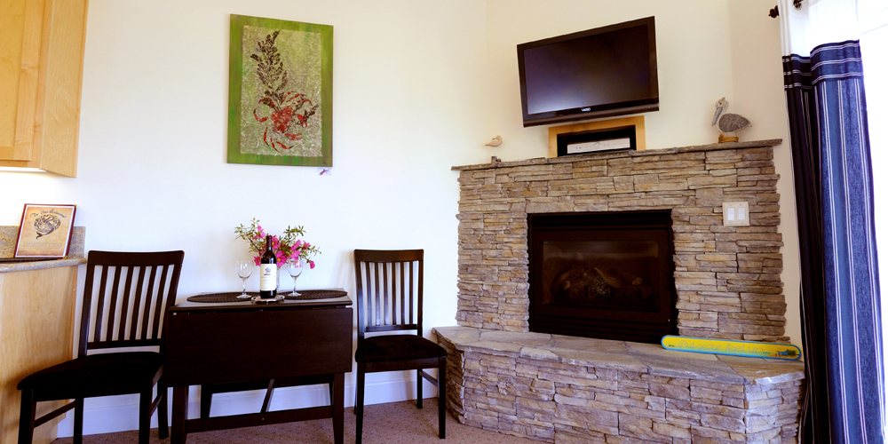 Enjoy our gas fireplace and widescreen HDTV.